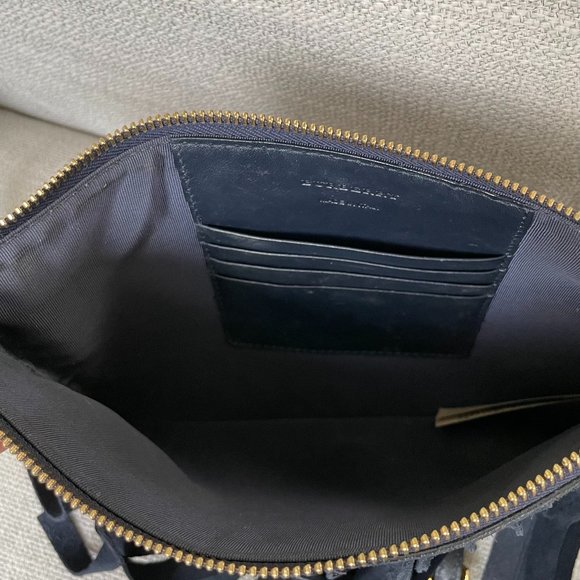 Burberry Navy Suede Peyton Check Crossbody Bag - Picture 6 of 7